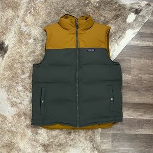 Patagonia Vest Mens XL Yellow Gray Bivy Duck Down Puffer